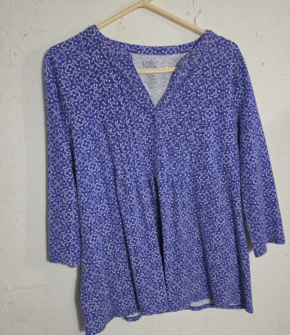 Croft And Barrow Womens Multicolor Blouse Top Large
